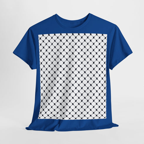 Keffiyeh Pattern Heavy Cotton Tee - Modern Mesh Design Streetwear T-Shirt